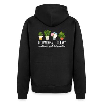 Occupational Therapy - Unisex Premium Bio Zip Hoodie - Schwarz - Hinten - Nico (187cm)