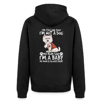 I'm Not A Dog I'm A Baby Funny Maltese - Unisex Premium Bio Zip Hoodie - Schwarz - Hinten - Nico (187cm)
