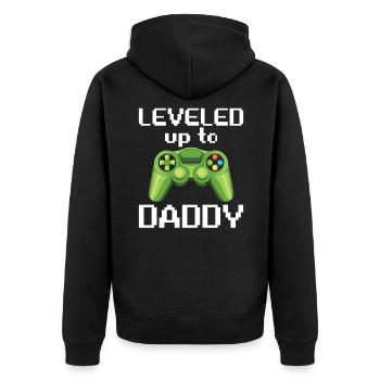 Leveled Up To Daddy Baby Matching - Unisex Premium Bio Zip Hoodie - Schwarz - Hinten - Nico (187cm)