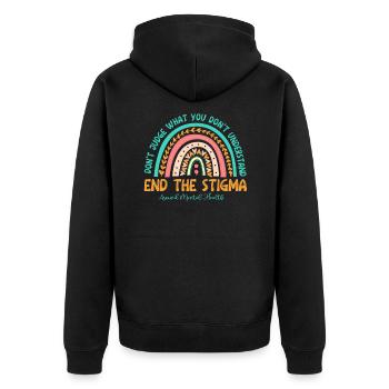 End The Stigma Mental Health Matters - Unisex Premium Organic Zip Hoodie - black - Back - Nico (187cm)
