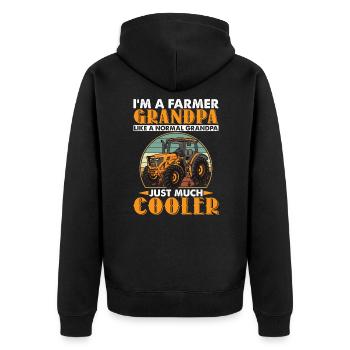 Farmer Grandpa Like A Normal Grandpa Much Cooler - Unisex Premium Bio Zip Hoodie - Schwarz - Hinten - Nico (187cm)