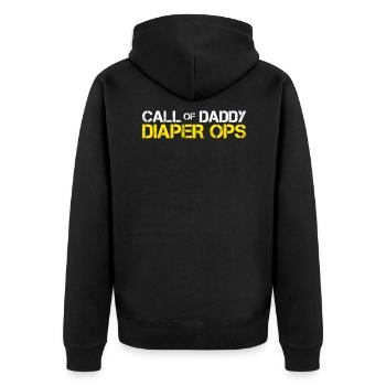 Call Of Daddy Diaper Ops Matching - Unisex Premium Organic Zip Hoodie - black - Back - Nico (187cm)