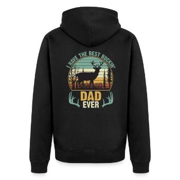 Hunting Dad and Baby Matching - Unisex Premium Bio Zip Hoodie - Schwarz - Hinten - Nico (187cm)