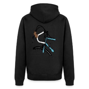 Rennrad Fahrrad Retro Design - Unisex Premium Bio Zip Hoodie - Schwarz - Hinten - Nico (187cm)
