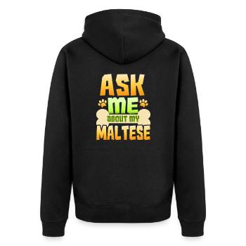 Hundeliebhaber Geschenk Maltesischer Hundeliebhaber Fragen Sie mich nach meinem - Unisex Premium Bio Zip Hoodie - Schwarz - Hinten - Nico (187cm)