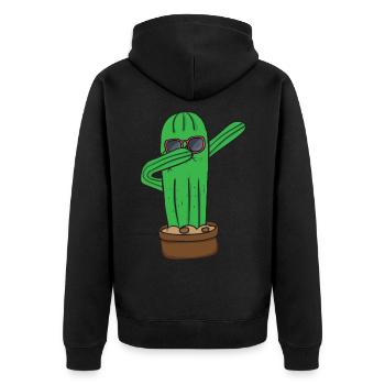 Tupfender Kaktus Sonnenbrille Sukkulente - Unisex Premium Bio Zip Hoodie - Schwarz - Hinten - Nico (187cm)