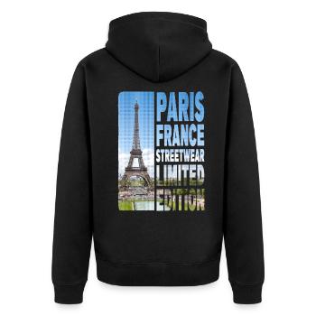 Paris Frankreich Stadt Skyline Heimat Liebe - Unisex Premium Bio Zip Hoodie - Schwarz - Hinten - Nico (187cm)