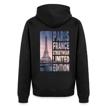 Paris Frankreich Stadt Skyline Heimat Liebe - Unisex Premium Bio Zip Hoodie - Schwarz - Hinten - Nico (187cm)