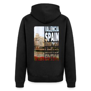 Valencia Spanien Stadt Skyline Heimat Liebe - Unisex Premium Bio Zip Hoodie - Schwarz - Hinten - Nico (187cm)