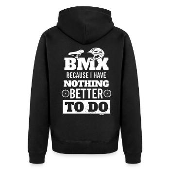 BMX fun gift for bikers - Unisex Premium Organic Zip Hoodie - black - Back - Nico (187cm)