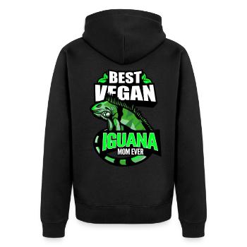 Iguana Vegan - Unisex Premium Organic Zip Hoodie - black - Back - Nico (187cm)