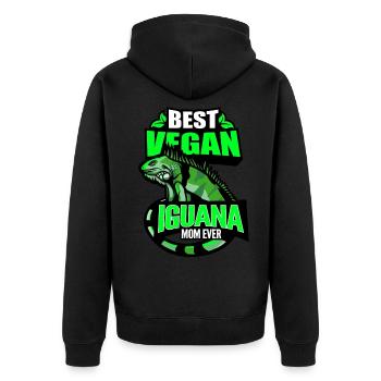 Leguan - Unisex Premium Bio Zip Hoodie - Schwarz - Hinten - Nico (187cm)