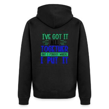 Sarkastische Geschenke, die ich noch nie gefälscht habe Sarkasmus-Geschenk - Unisex Premium Bio Zip Hoodie - Schwarz - Hinten - Nico (187cm)