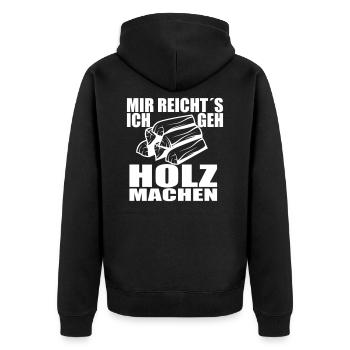 Holz machen Forstwirt Holzhacker | Farbe änderbar - Unisex Premium Bio Zip Hoodie - Schwarz - Hinten - Nico (187cm)