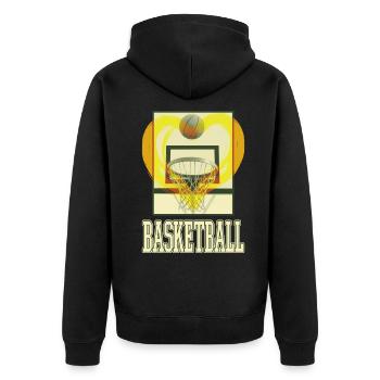 Basketball Basketballkorb Basketballer Sport Herz - Unisex Premium Bio Zip Hoodie - Schwarz - Hinten - Nico (187cm)