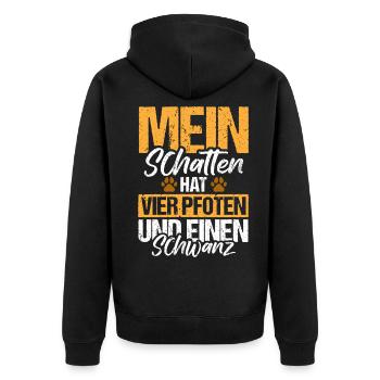 Hund Mein schatten hat vier Pfoten - Unisex Premium Bio Zip Hoodie - Schwarz - Hinten - Nico (187cm)