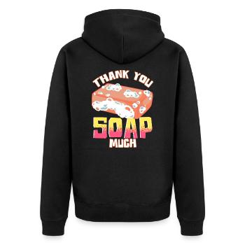 Seifenherstellung Humor Danke Seife Viel Seifenmacher - Unisex Premium Bio Zip Hoodie - Schwarz - Hinten - Nico (187cm)