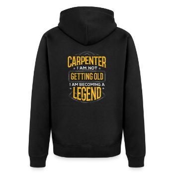Schreiner Geschenkidee Schreiner Ich bekomme nicht - Unisex Premium Bio Zip Hoodie - Schwarz - Hinten - Nico (187cm)