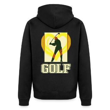 Golf Golfen Golfspieler Sport Hobby Vintage Herz - Unisex Premium Bio Zip Hoodie - Schwarz - Hinten - Nico (187cm)