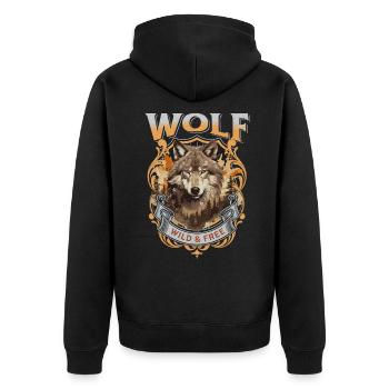 Wolf Wolf’s Head Nature Wilderness Adventure Art forestier - Veste à capuche bio Premium Unisexe - noir - Dos - Nico (187cm)