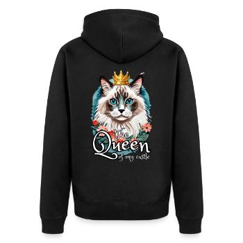 Ragdoll is the queen of my home - Unisex Premium Organic Zip Hoodie - black - Back - Nico (187cm)