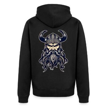 Proud Viking Warrior Germanic - Unisex Premium Organic Zip Hoodie - black - Back - Nico (187cm)