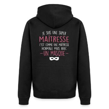 A Super Mistress - Formidable Mistress - Unisex Premium Organic Zip Hoodie - black - Back - Nico (187cm)