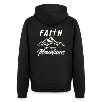 Faith can move Mountains, Christian gift. - Unisex Premium Organic Zip Hoodie - black - Back - Nico (187cm)
