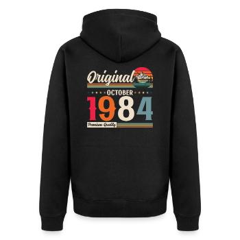 40th Birthday Original October 1984 Volume 84 - Unisex Premium Organic Zip Hoodie - black - Back - Nico (187cm)
