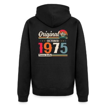 50. Geburtstag Vintage Oktober 1975 Geschenkidee - Unisex Premium Bio Zip Hoodie - Schwarz - Hinten - Nico (187cm)