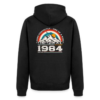 40e anniversaire Légende Octobre 1984 Volume 84 - Veste à capuche bio Premium Unisexe - noir - Dos - Nico (187cm)