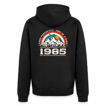 39ème Anniversaire Millésime Octobre 1985 Cru 85 - Veste à capuche bio Premium Unisexe - noir - Dos - Nico (187cm)