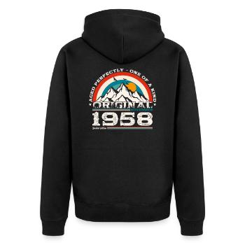 66e anniversaire Légende Novembre 1958 Volume 58 - Veste à capuche bio Premium Unisexe - noir - Dos - Nico (187cm)
