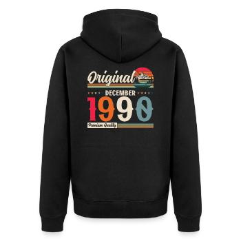 35. Geburtstag Legende Dezember 1990 Jahrgang 90 - Unisex Premium Bio Zip Hoodie - Schwarz - Hinten - Nico (187cm)