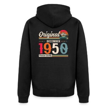 75th Birthday Original December 1950 Volume 50 - Unisex Premium Organic Zip Hoodie - black - Back - Nico (187cm)