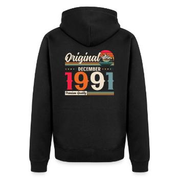 33rd Birthday Original December 1991 Volume 91 - Unisex Premium Organic Zip Hoodie - black - Back - Nico (187cm)