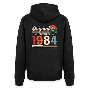 40e anniversaire Légende Décembre 1984 Volume 84 - Veste à capuche bio Premium Unisexe - noir - Dos - Nico (187cm)