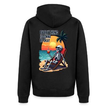 Alles wird gut - Unisex Premium Bio Zip Hoodie - Schwarz - Hinten - Nico (187cm)