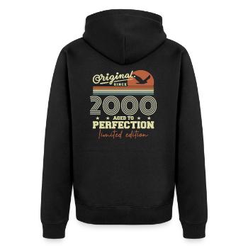Original 2000 Birthday Gift 2000 Retro 2000 - Unisex Premium Organic Zip Hoodie - black - Back - Nico (187cm)