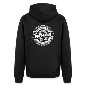 Bester Ehemann Ehe Mann Geschenk - Unisex Premium Bio Zip Hoodie - Schwarz - Hinten - Nico (187cm)