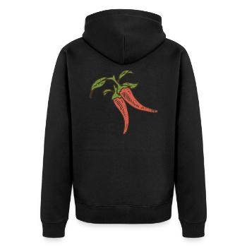Chili Chilli Pepperoni spicy hot - Unisex Premium Organic Zip Hoodie - black - Back - Nico (187cm)