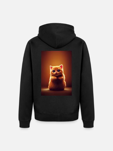 super cute cat - Unisex Premium Bio Zip Hoodie - Schwarz