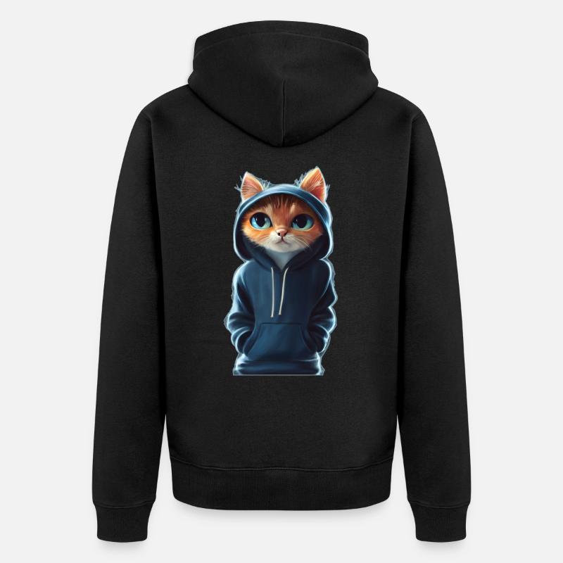 Chat Bucky avec pull - Veste à capuche bio Premium Unisexe - noir