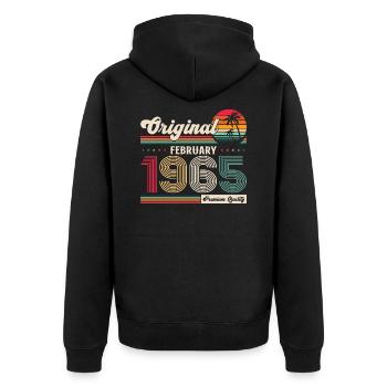 60th Birthday Gift Man Legend February 1965 - Unisex Premium Organic Zip Hoodie - black - Back - Nico (187cm)