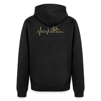 EKG heartbeat pulse bike ride bike road bike - Unisex Premium Organic Zip Hoodie - black - Back - Nico (187cm)