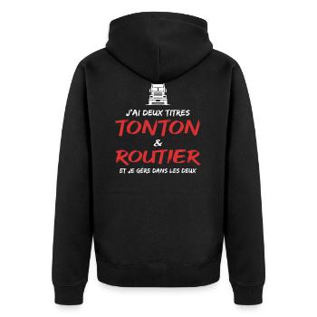 Tonton routier / Chauffeur / Camionneur - Veste à capuche bio Premium Unisexe - noir - Dos - Nico (187cm)