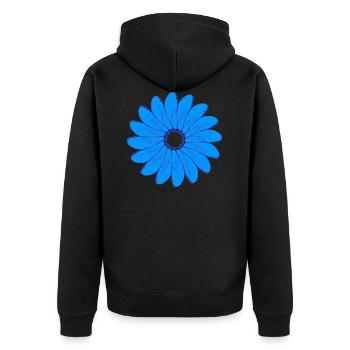 blaue blume - Unisex Premium Bio Zip Hoodie - Schwarz - Hinten - Nico (187cm)
