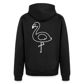 Flamingo Outline - Unisex Premium Organic Zip Hoodie - black - Back - Nico (187cm)