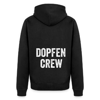 Dopfen Crew Dutch Oven - Unisex Premium Bio Zip Hoodie - Schwarz - Hinten - Nico (187cm)