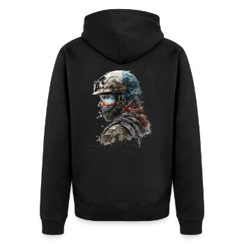 Soldat en costume de combat Art de l’armée militaire - Veste à capuche bio Premium Unisexe - noir - Dos - Nico (187cm)